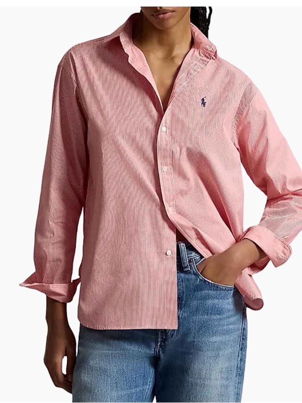 Ralph Lauren Orange/Red Striped Oxford Shirt - Classic Long-Sleeve